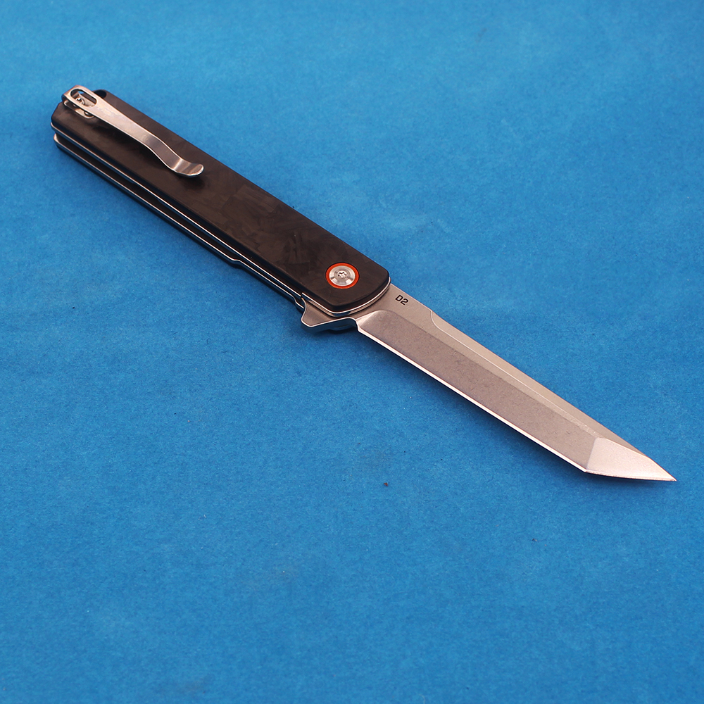 Специальное предложение M3052 Складной нож Flipper D2 Stone Wash Tanto Point Blade с ЧПУ из углеродного волокна с ручкой из стального листа Шарикоподшипниковая шайба Открытые карманные ножи EDC
