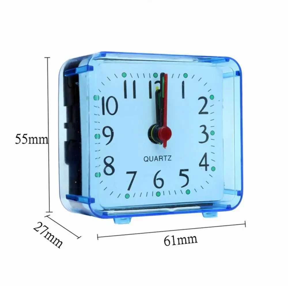 Andra klockor tillbehör Portable Square Liten Alarm Clock Travel Quartz Pip Klocka Fashion Bedroom Bedside Alarm Clock Multifunktion Kök Gadgetsl2403