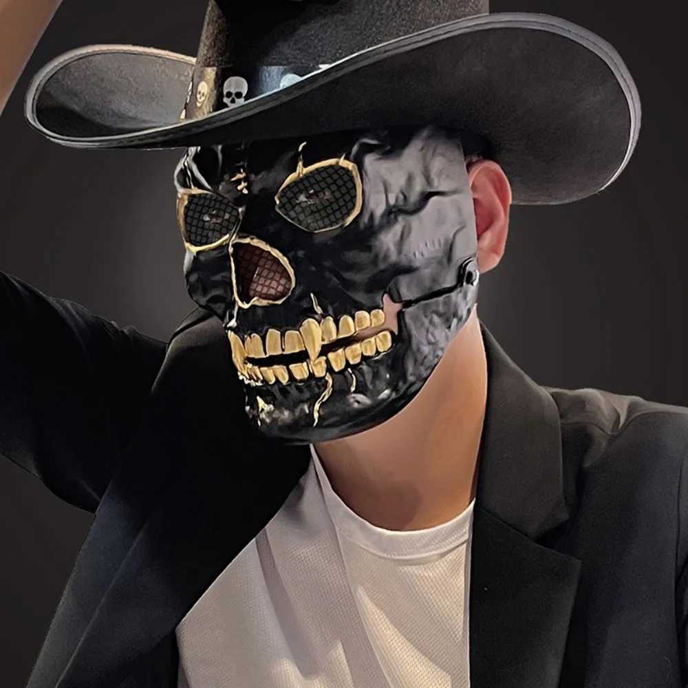 Designer masker halloween rörlig rörlig mun skalle mask cosplay skräck blodig skelett mördare demon plasthjälm spökade hus party rekvisita