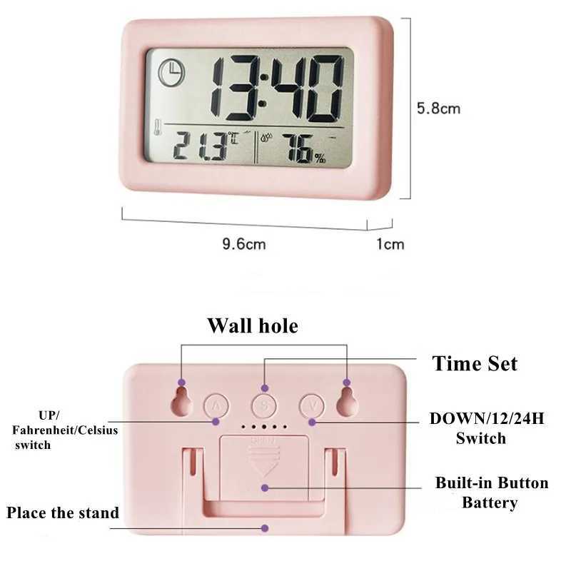 Outros relógios Acessórios Mini Relógio Digital Temperatura Umidade Portátil Relógio de Mesa Termômetro Higrômetro 12 / 24H Bateria Operado LED ClockL2403