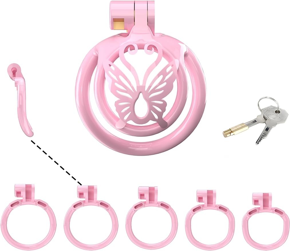 Sissy Cage de chasteté pour hommes Rose Dispositifs de chasteté Conception de verrouillage Petite cage de chasteté Cage à pénis masculin Cage à coq Jouets BDSM pour couples sexuels Rose, WX-4