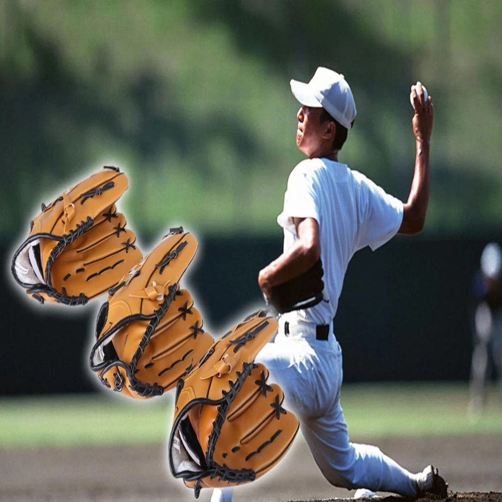 Handskar utomhus sport baseball handskar softball övning utrustning storlek 9.5/10.5/11.5/12.5 vänster hand för vuxen man kvinna träning