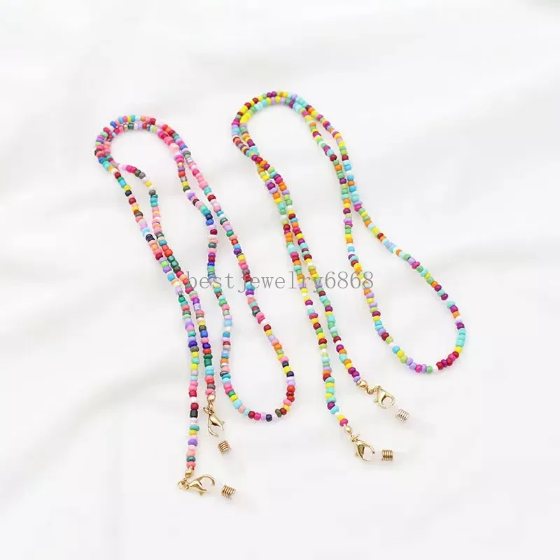 Color Mixed Rice Bead Eyeglasses Chains Plastic Beading Eyewear Sunglasses Chain Anti Drop Mask Links Wholesale