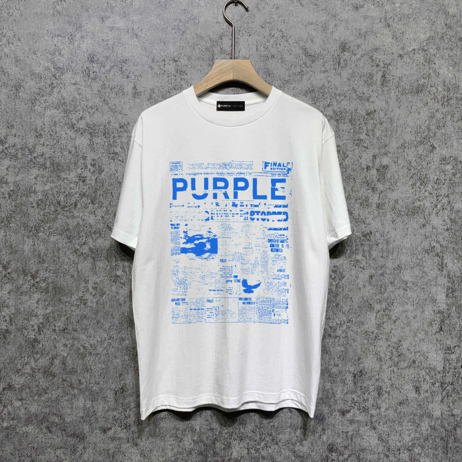 Marque tendance à long terme T-shirt de marque violet T-shirt à manches courtes shirt77J2