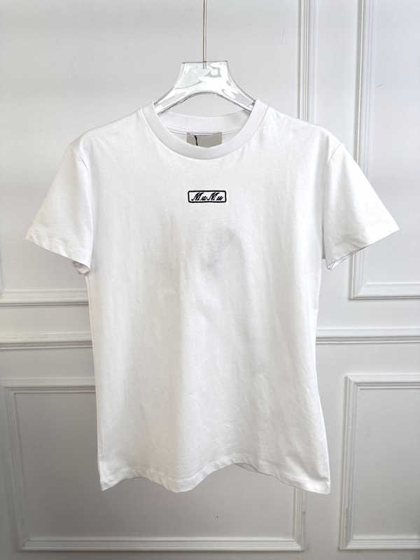 メンズTシャツデザイナーハイバージョンNANYOU MIU HOME Tシャツミニマリストスタイルとスリムフィットを持つ女性向け。 2024早春のロゴラウンドネック半袖254K