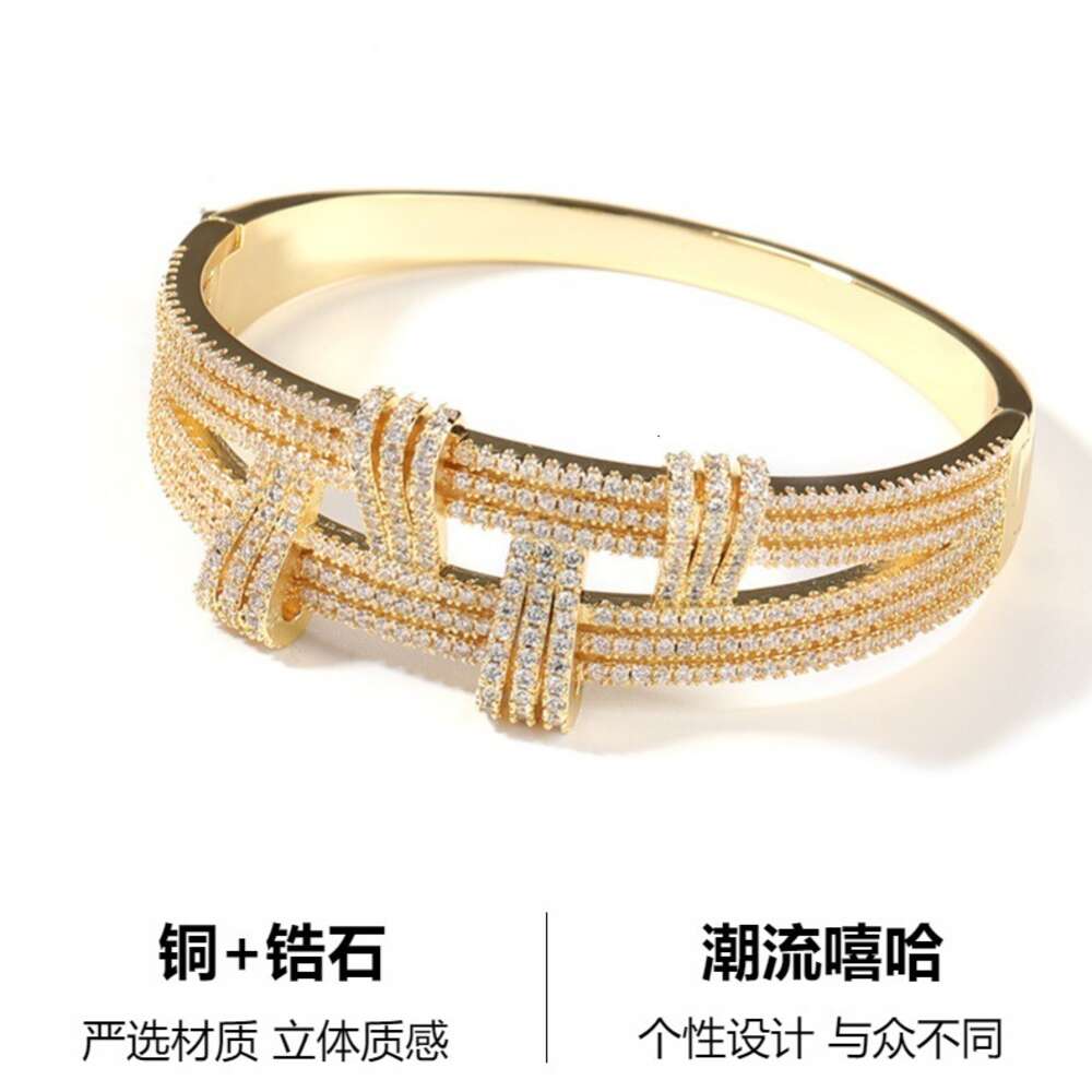 Bracelet bracelet bracelet bracelet en bracelet en bracelet à double couche à double couche Hip Hop pour hommes et femmes métal Bling Diamond Diamond Aesthée Gold Rappeur plaqué CZ Bijoux Bijoux Pulsera