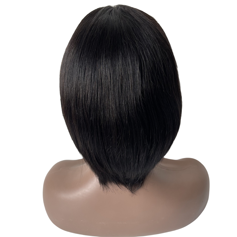 10-дюймовый малайзийский натуральный черный парик из человеческих волос в стиле боб с полным кружевом