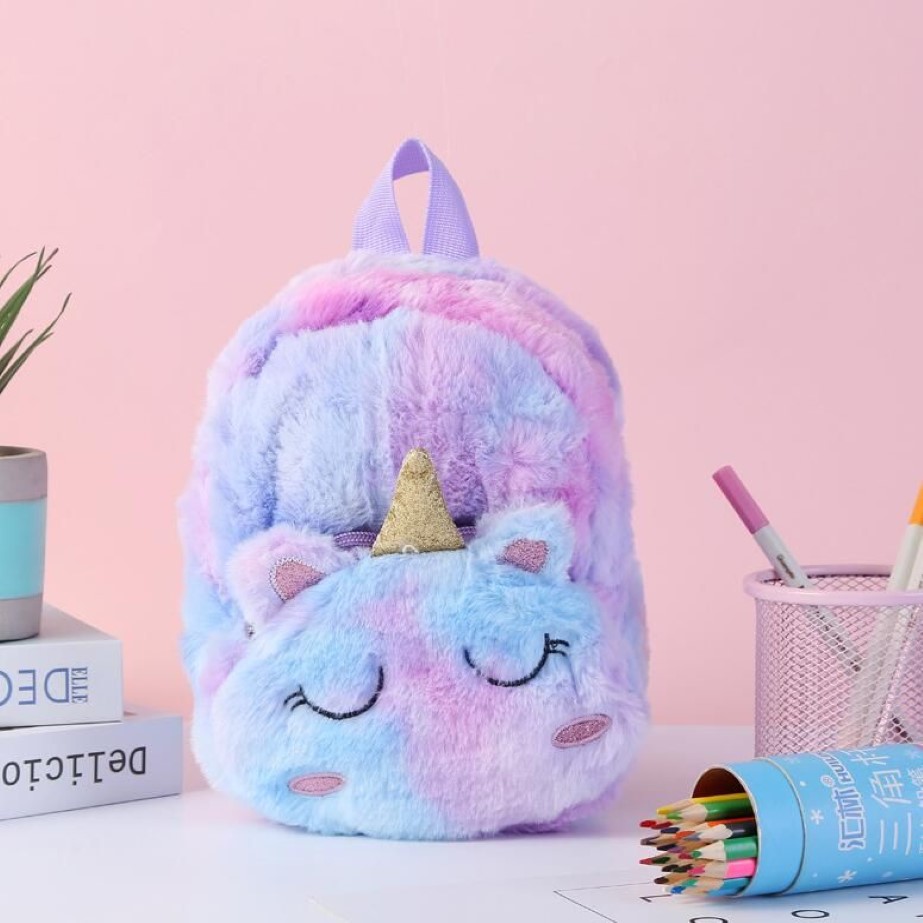 Doux en peluche école Mochila licorne sac à dos mignon enfants jouets sac 3D dessin animé Animal cartable étudiant enfants épaule Backpacks254j