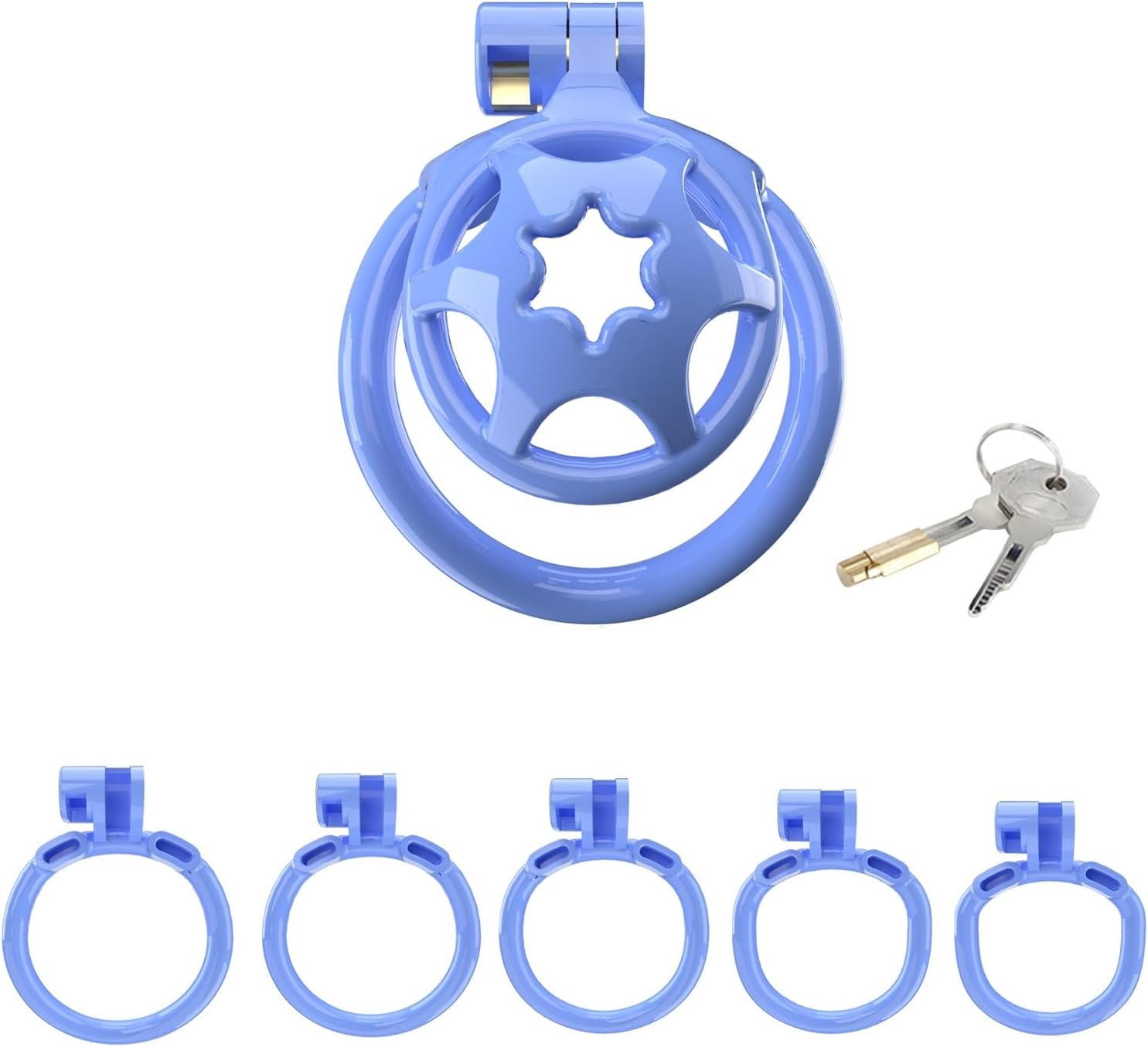 Sissy Chastity Cage for Men Blue Chastity Devices Lock Design Small Chastity Cage Male Penis Cage Cock Cage Toys For Par Sex Blue WX-4