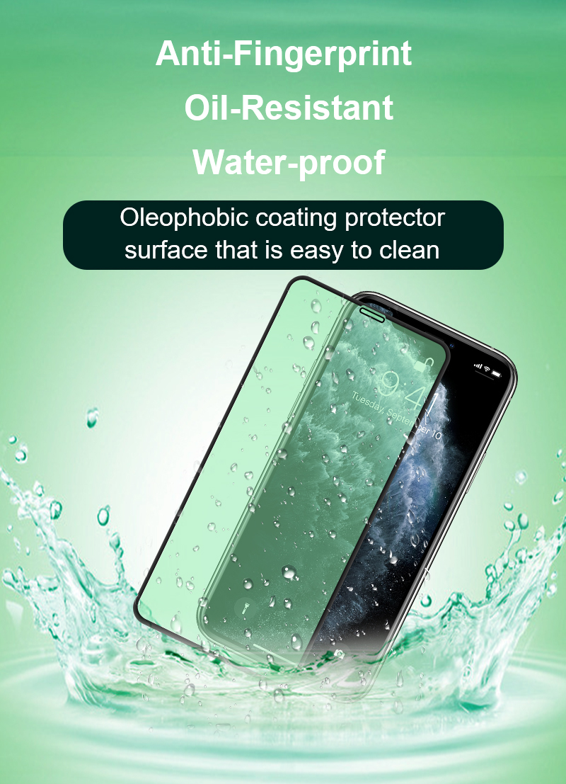Green Light Eyes Displayschutzfolie aus gehärtetem Glas, vollständige Abdeckung, weißer schwarzer Rand für Apple iPhone 6, 7, 8 Plus