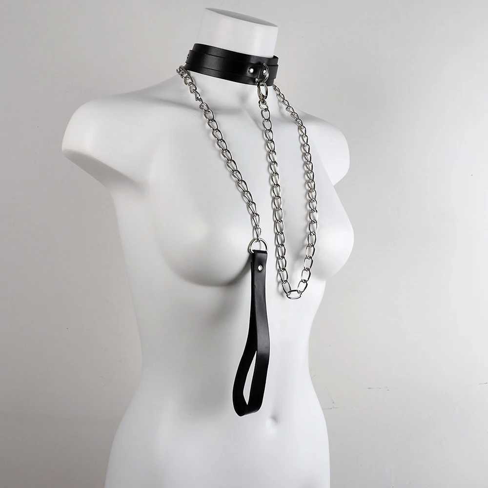 Adult Toys Slave Cosplay Juguetes Erotic of Bdsm Sexy Leash Ring Bondage Collar Toys with Steel Chain for Lover Role Play Posture SpreaderL2403