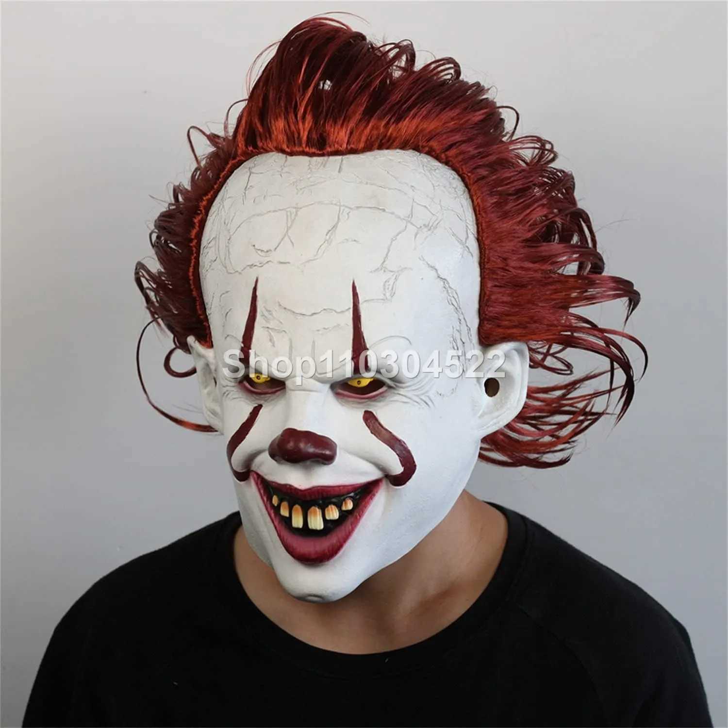 Masques de créateurs Masque de clown souriant d'horreur pour jeux de rôle Halloween, couvre-chef en latex pour adultes, costume de clown, accessoires de fête