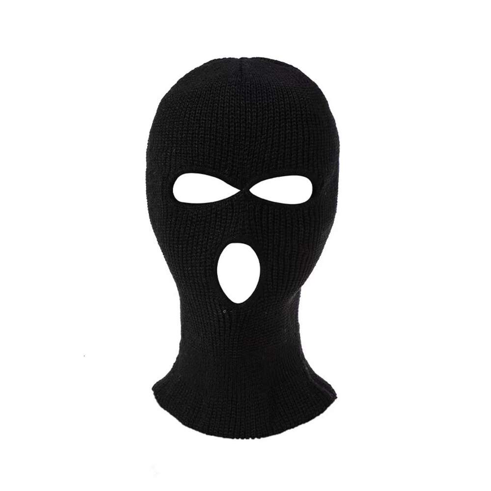 Ny höst- och vinter Yuanbao Needle Warm Three Hole Face Mask Riding Bike Baotou Outdoor Solid Color Sticked Hat 333629