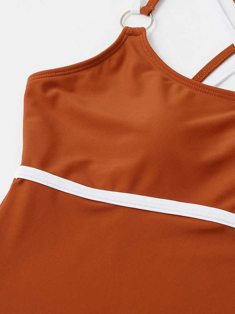 Swim wear 2024 verão feminino cintura alta biquíni para mulheres uniforme de duas peças sexy praia estilo maiô esportes aquáticos 240311