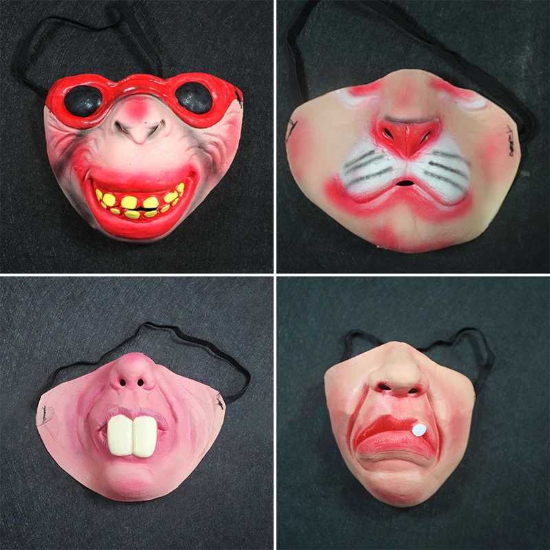 Designer masker halloween rolig latex halv ansikte clown mask cosplay humoristiskt band hemsk masker vuxna barn party cosplay dekoration ny