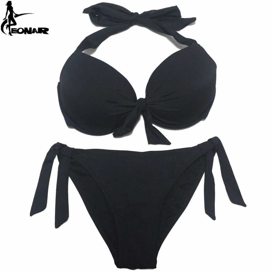 Swim wear EONAR Bikini Uniforme Swimwear Senhoras Set Bikini Push-Up Brasileiro Corte / Clássico Down Swimwear Sexy Swimwear Plus Size Esportes Aquáticos 240311