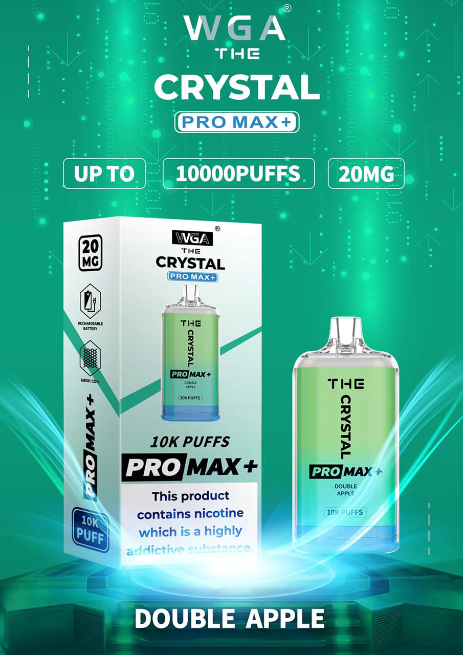 Original WGA THE Crystal Pro Max 10000 Plus Puffs Vape jetable 850MaH boîte de vapeur 10K bar