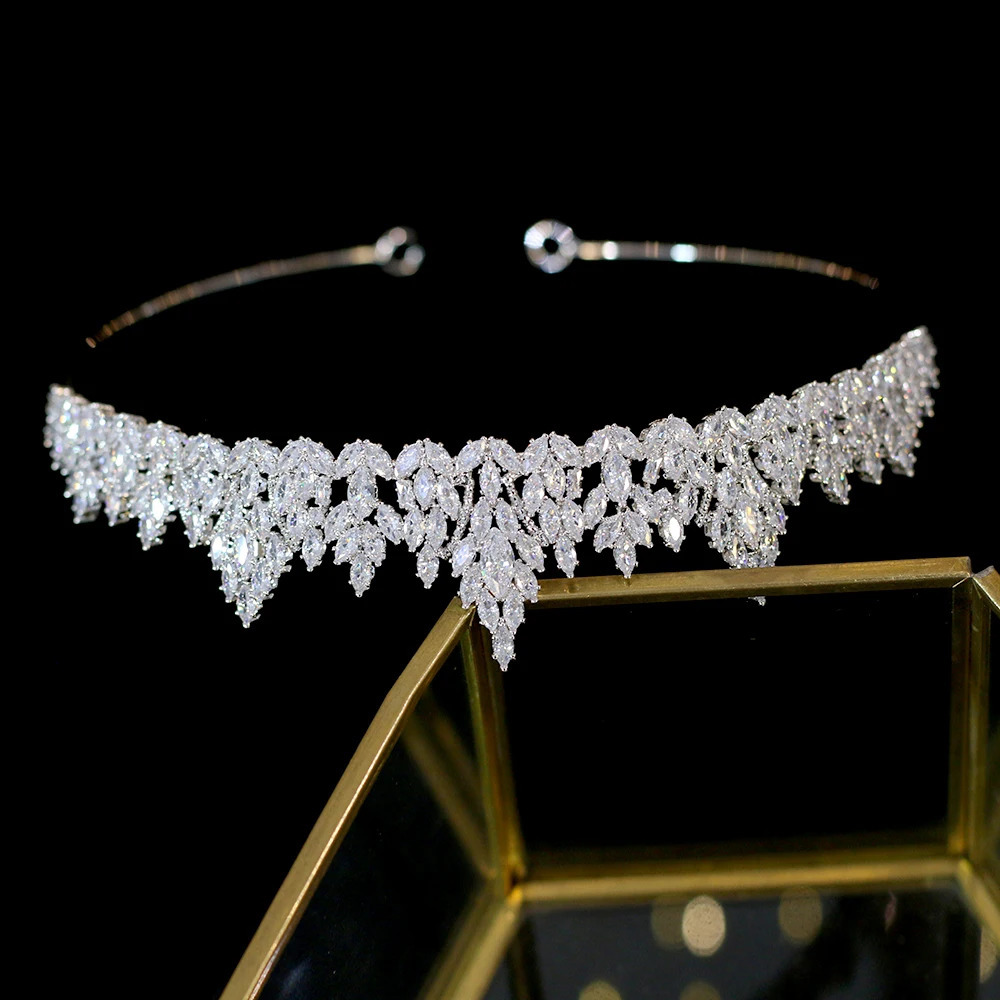 Tiara AAA CZ Bridal Heakddress Wedding Jewelry Bride Crystal Crown Opaska mody biżuteria A00676 240301
