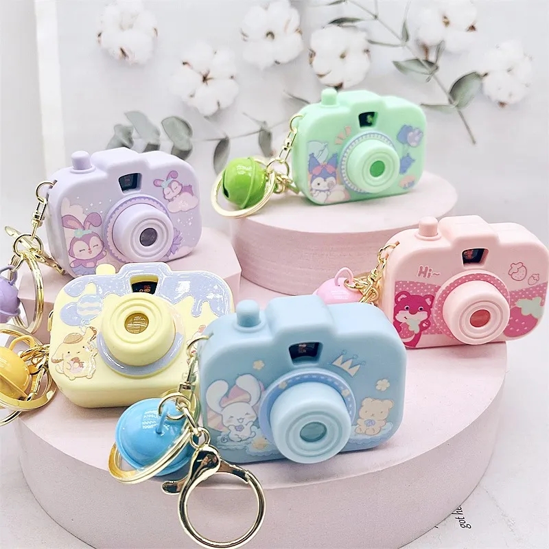 2024 Creative Kuromi Simulation Projection Camera Keychain Children's Toy Melody Cinnamoroll Girls' School Bag Pendant