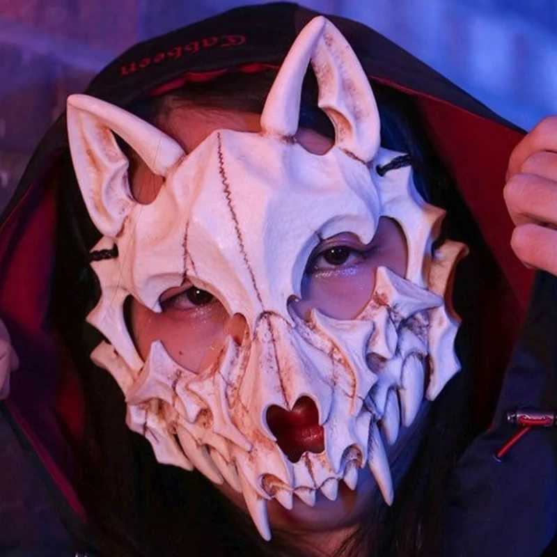 Máscaras de desenhista Halloween Crânio Festa Máscara Anime Dragão Deus Esqueleto Meia Face Máscaras Osso Crânio Animais Máscara Cosplay Dança Prom Traje Adereços