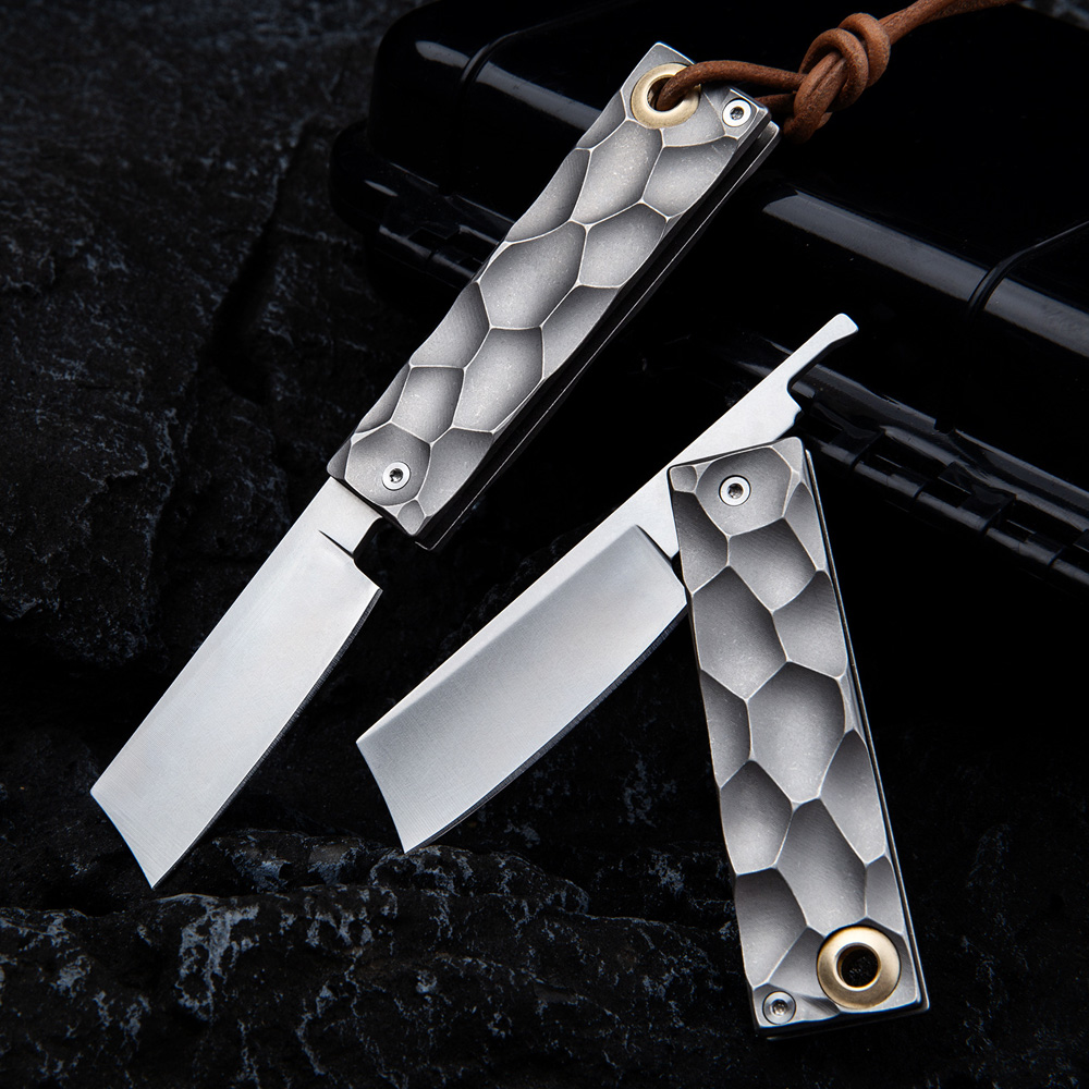 High Quality A5025 High End Pocket Folding Knife D2 Satin Razor Blade CNC TC4 Titanium Alloy Handle Outdoor Camping Hiking Fishing EDC Pocket Knives