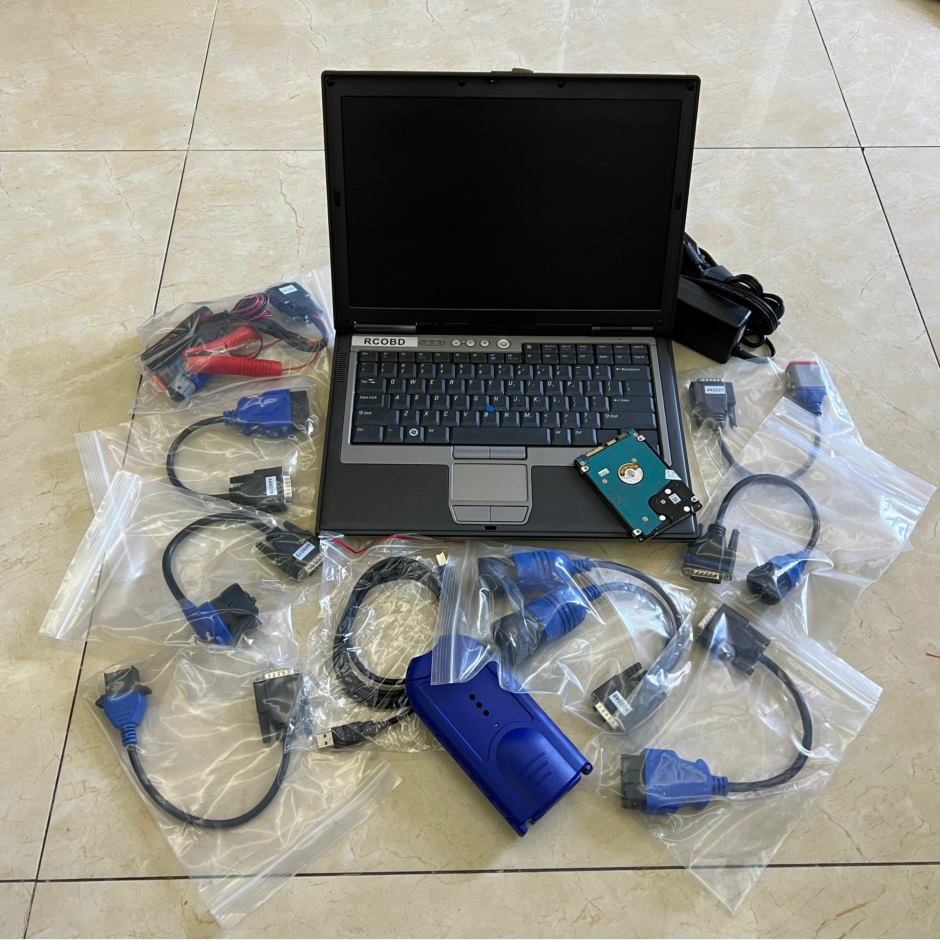 Truck Diagnostic Scanner Tool 125032 USB -länk med bärbara D630 -kablar Full Set 2 års garanti