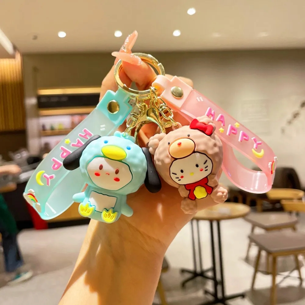 Cute PVC Keychain Charm Cartoon Pendant For Women Bag Car KeyRing Mobile Phone Pendants Accessories Kids Girl Gift 2024