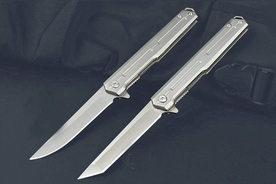 Wysokiej jakości M7718 Flipper Solding Nóż 3CR13MOV Titanium Coating Blade Blade Stal nierdzewna Ustarze