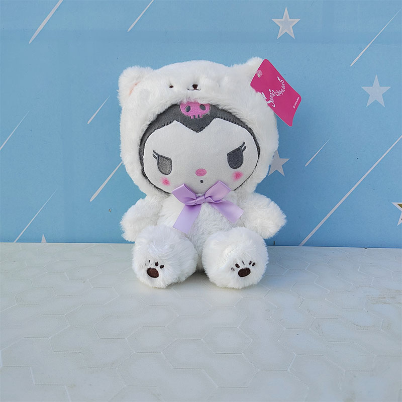 Lindo pequeño oso blanco serie Kulomi Melody pequeño perro de peluche blanco Laurel