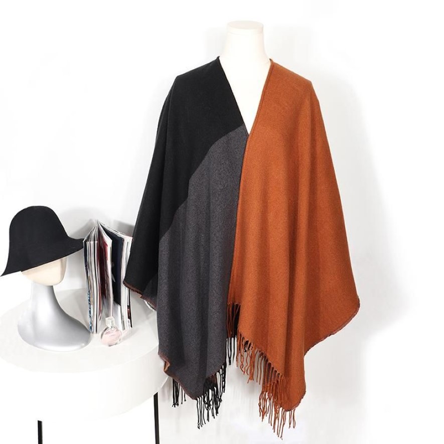 Halsdukar mode kvinnor vinter höst stickad kashmir poncho capes sjal wrap cardigans tröja kappa elegant halsduk mantel varm överc2729