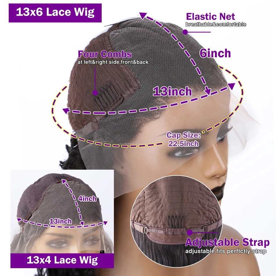 300% wysokiej gęstości 13x6 HD Przezroczysta fala ciała koronkowa frontalna ludzka peruka włosy 30 40 cali 13x4 koronkowa peruka przednia wstępna dla kobiet