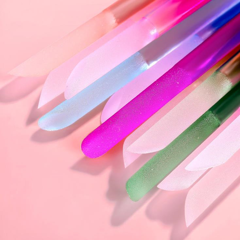 Poussoir à cuticules en verre de cristal, bâton à ongles professionnel, classement de précision, lime à ongles cylindrique en sable, outil de manucure