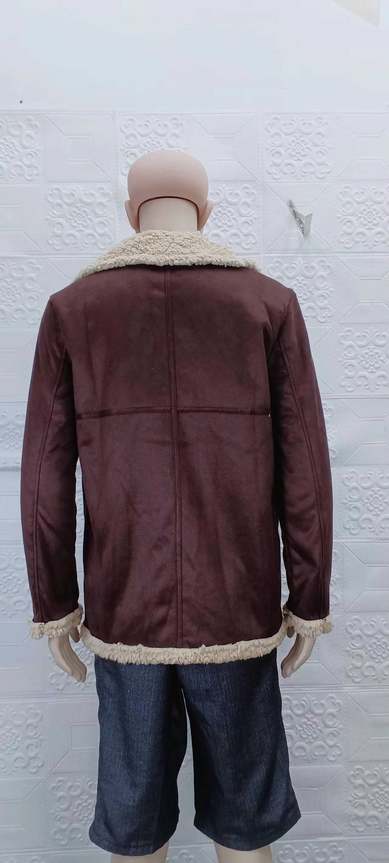 Herenjassen Heren Suède Klassiek Bruin Zwart Bomberjack Winter Shearling Schapenvacht Jas Grote Maat Mannelijke Fleece Warme BovenkledingL231123