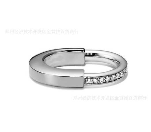 Designer tiffay and co s925 argent V or matériau navettage conception personnalisée sens bague en diamant en forme de U