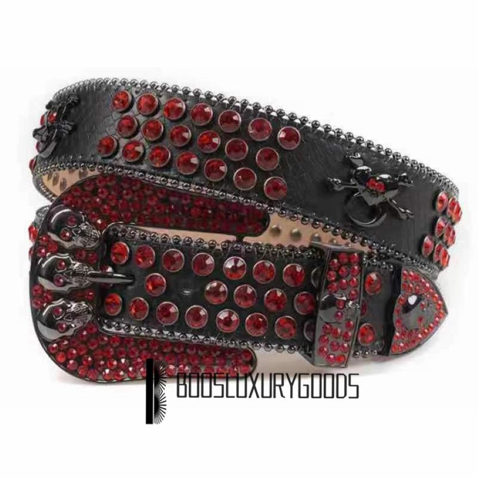 2022 Designergürtel Bb Simon Gürtel für Männer Frauen Glänzender Diamantgürtel Schwarzer Totenkopf BB Belts213P