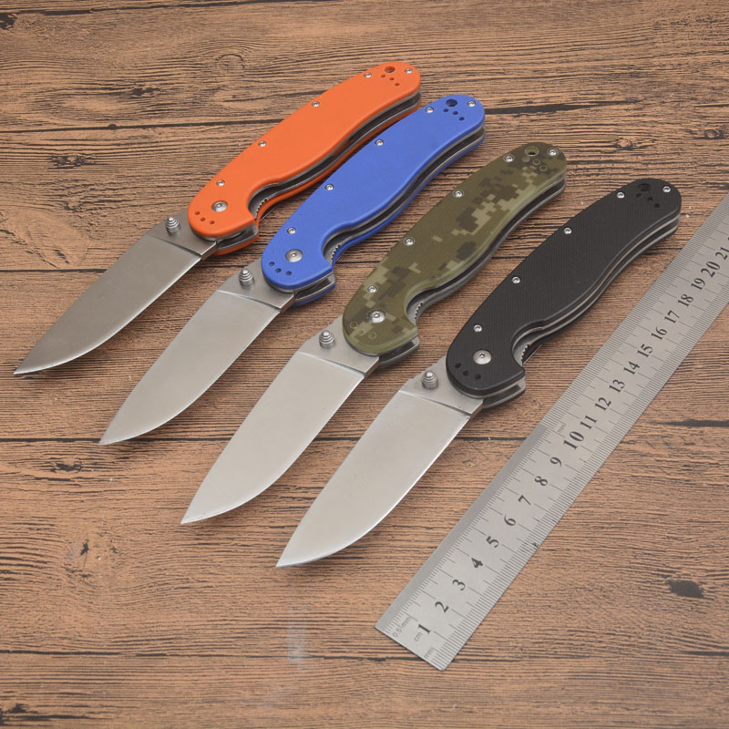 High Quality A2303 Folding Knife 8Cr13Mov Satin Drop Point Blade G10 with Steel Sheet Handle Outdoor Camping Hiking EDC Survival Tactical Knife EDC Pocket Knives