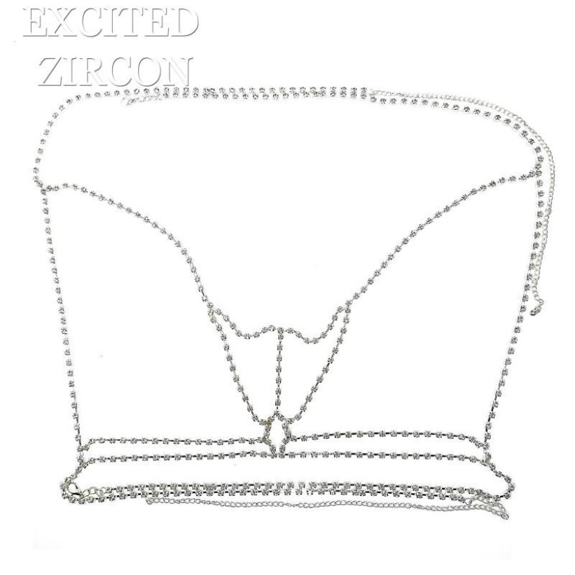 Soutien-gorge en strass sexy européen et américain, chaîne de corps pour femme, mode romantique, bikini en cristal exquis, cadeau, chaîne de poitrine 205G