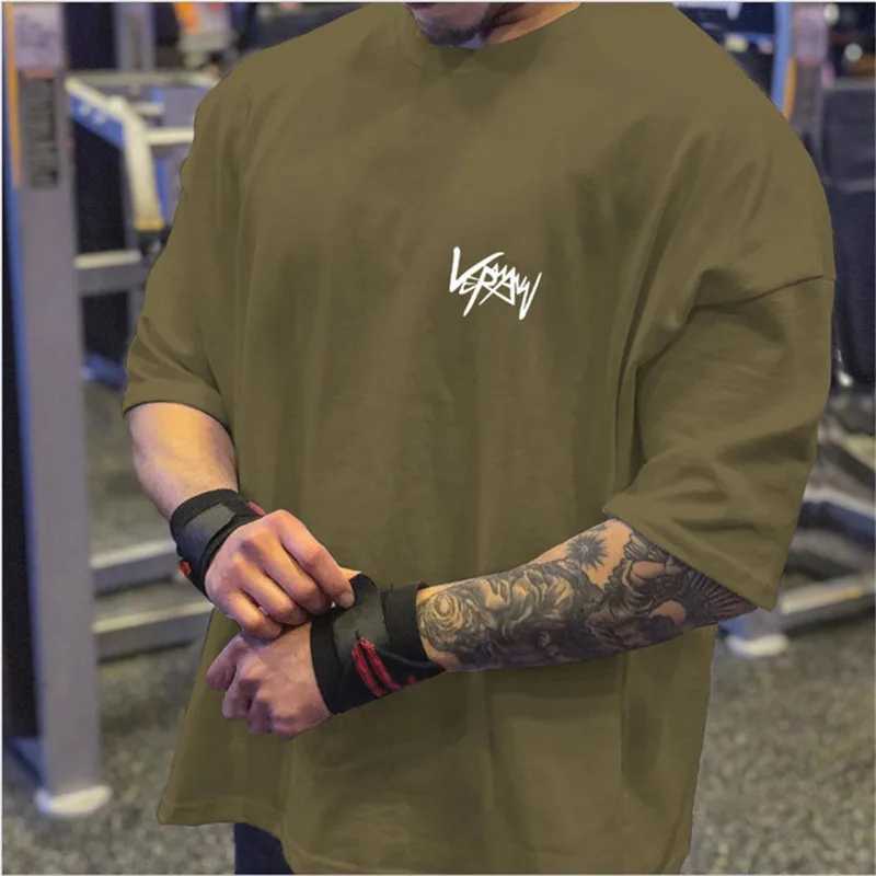 T-shirts voor heren Heren bodybuilding T-shirt Oversized heren katoenen T-shirts Gym T-shirt met halve mouwen Kleding Man Casual Big Size Tee voor streetwear