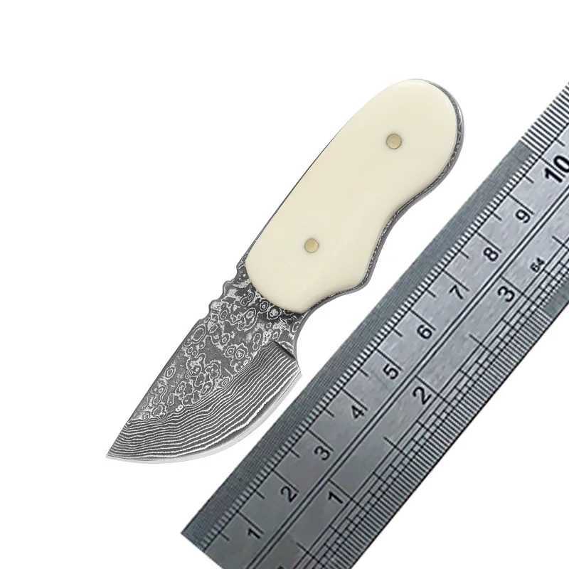 Couteaux de chasse de camping, livraison directe, manche en os de bœuf, couteau en acier damas, couteau de Camping tranchant fixe, coupe-fruits, outil de survie 240315