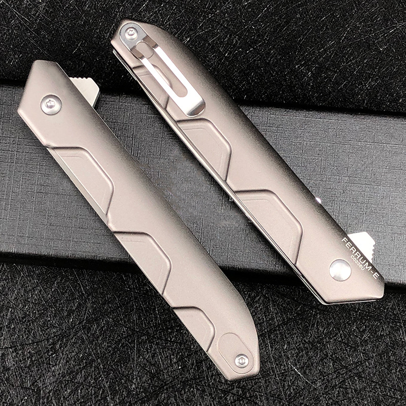 High Quality A5023 Flipper Knife N690 Satin Blade CNC Anodizing Aviation Aluminum Handle Ball Bearing Outdoor Camping Hiking Fishing EDC Pocket Knives