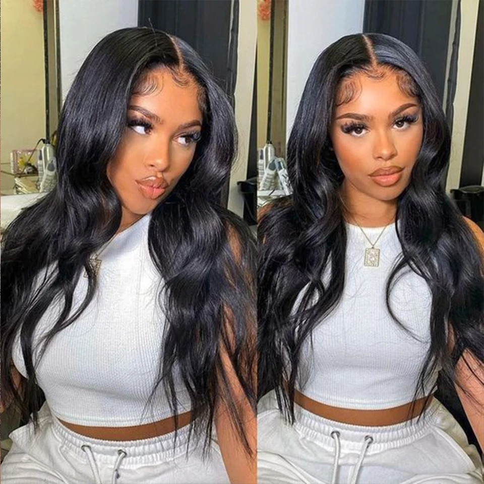 ベビーヘアボディウェーブレースフロントウィッグGlueless Pre-Plucked Lace Wigs Transparent Lace Front Human Hair Wigs for Women Brazilian Remy