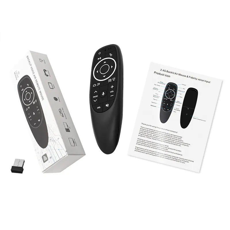 G10S Pro Voice Control Air Mouse with 6-axis Gyro Sensing Mini Wireless Smart Remote Control Backlit IR Learning for H96 MAX X88 PRO X96 MAX Android TV Box