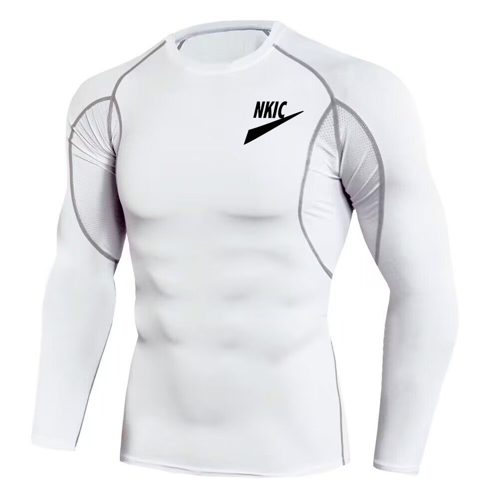 T-shirt noir de Sport de musculation pour hommes, chemise de course à séchage rapide, haut de compression à manches longues, vêtements de gymnastique serrés