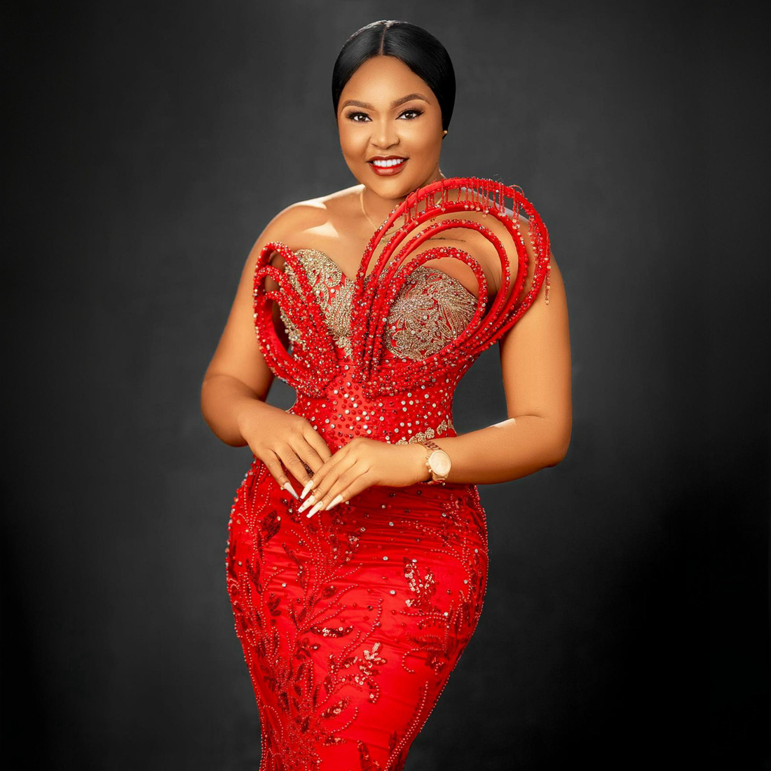 2024 African Plus Size Prom Dresses for Special Occasions Red Long Evening Gowns Mermaid Beaded Lace Rhinestones Birthday Dress for Nigeria Black Women AM501