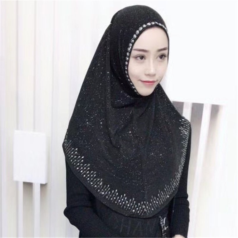 Muslim Headscarves Ready To Wear Hijab Instant Rhinestone Al-amira Muslima Shawl Islamic Headband Headwarp 201224283u