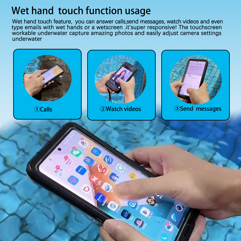 Custodia touchscreen universale impermeabile autocontrollo snorkeling subacquea fotografia iPhone 15 14 13 11 12 Samsung S24 A14 A15 A25 A35 LG Google Xiaomi MOTO