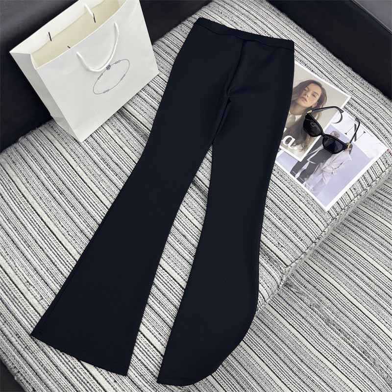 Pantaloni da donna Capris firmati 2024 Inizio primavera Nuovo Nanyou PRA Moda Versatile Dimagrante Triangolo invertito Etichetta Vita abbellimento Corno Nero UVGX