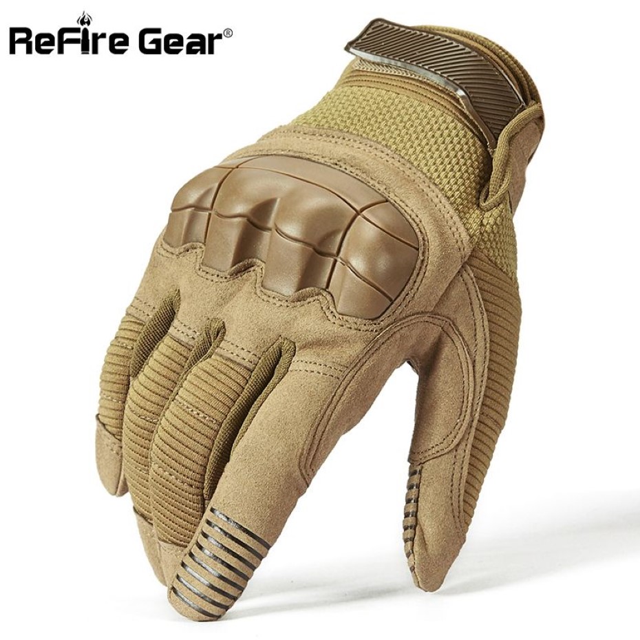 ReFire Gear Tactical Combat Army Gloves Men Winter Full Finger Paintball Bicycle Mittens Shell Protect Knuckles Military Gloves 20289T