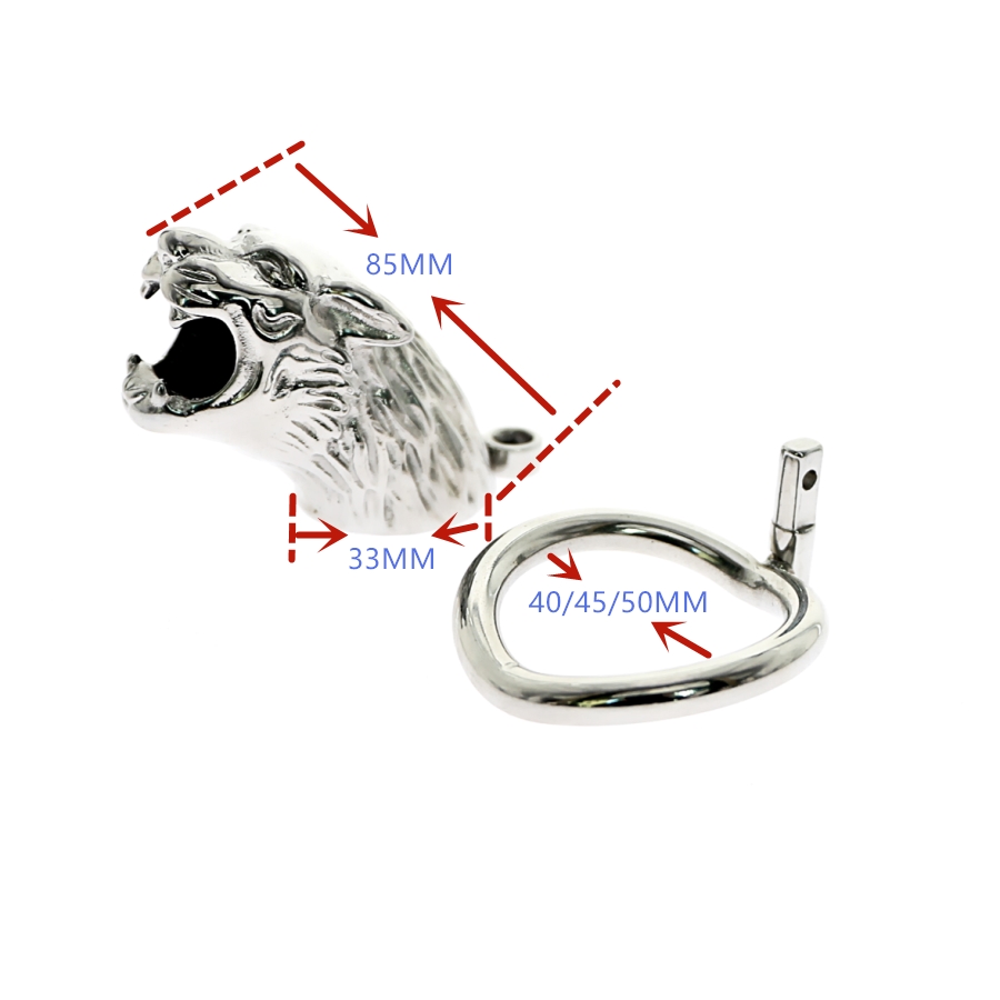 Dispositivo di castità a forma di lupo Gabbia gallo tigre Anello gallo adulto, Gabbia pene uomo con 3 diverse dimensioni Anello Chiusura invisibile Astinenza adulti