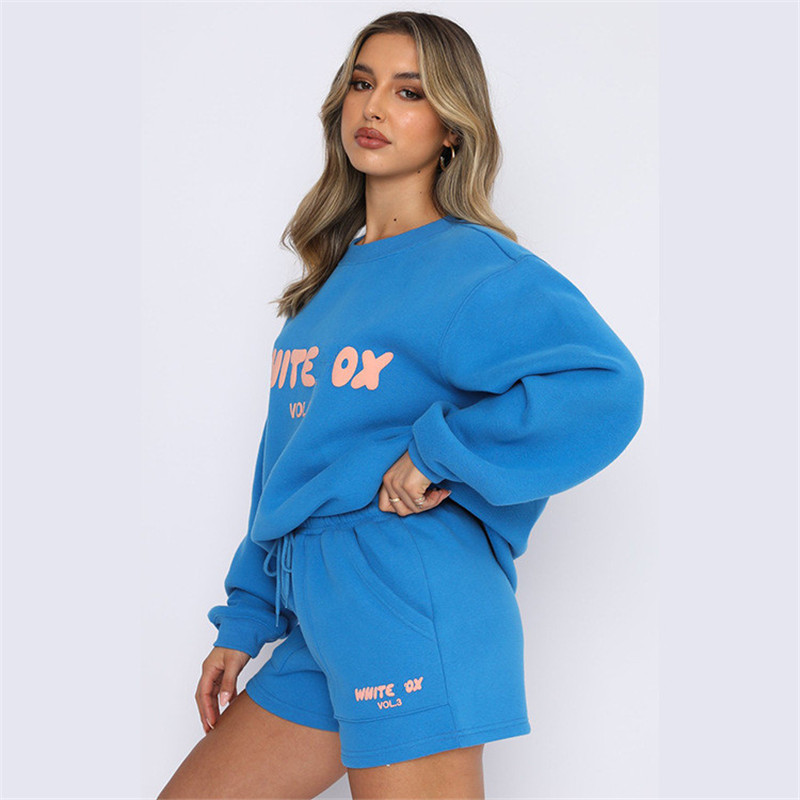 Kadınların Trailtsits Girls Trailtsuit Kadın Hoodies + Kısa Pantolon 2 İki Parça Setler Mektup Baskılı Sweaters Sportwears Sportwears Set Set Bahar Yaz Kadın Giysileri